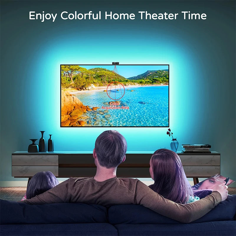 Smart RGBIC LED TV Backlight Strip with Camera – Music Sync & App Control (55–75”)