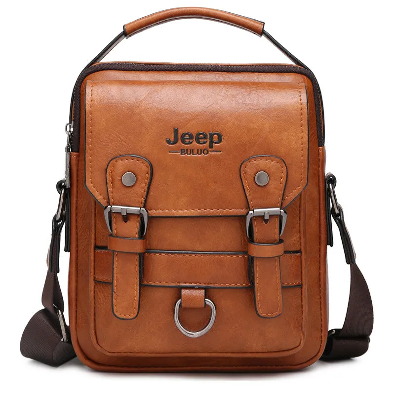 JEEP Men's Leather Messenger Bag