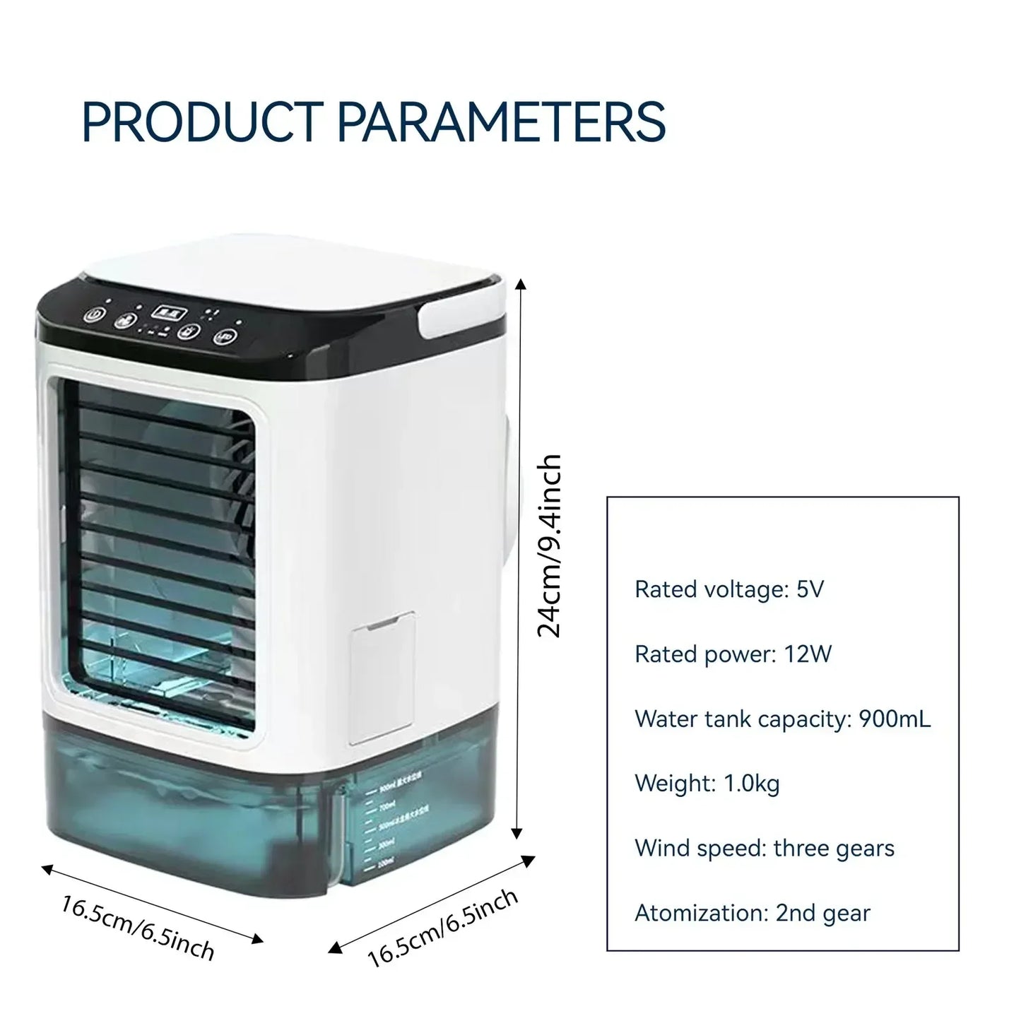 AquaChill™ Mini Air Cooler – 900ml with LED Night Light