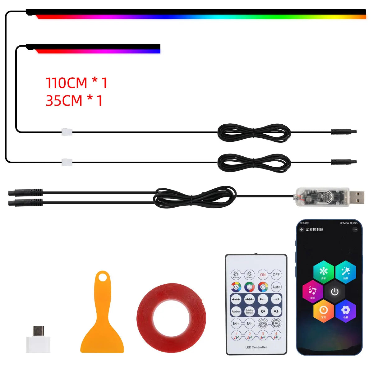 LED Car Ambient Lights – 10 Pieces Set