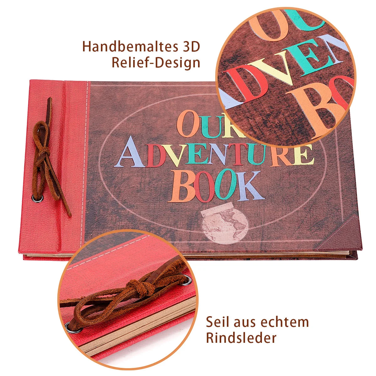 "Our Adventure Book" – Handmade Vintage DIY Scrapbook (40 Pages + Accessories)