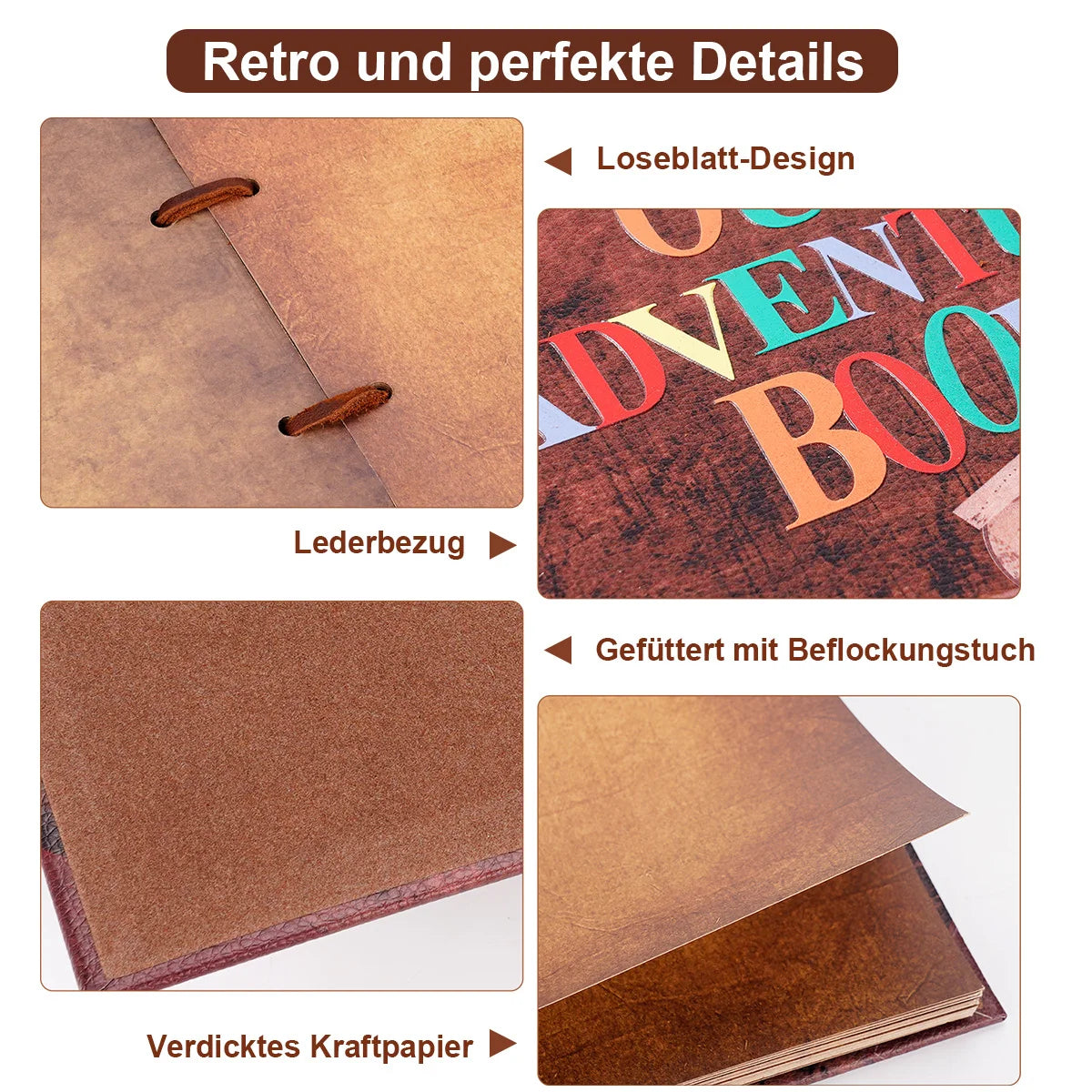 "Our Adventure Book" – Handmade Vintage DIY Scrapbook (40 Pages + Accessories)