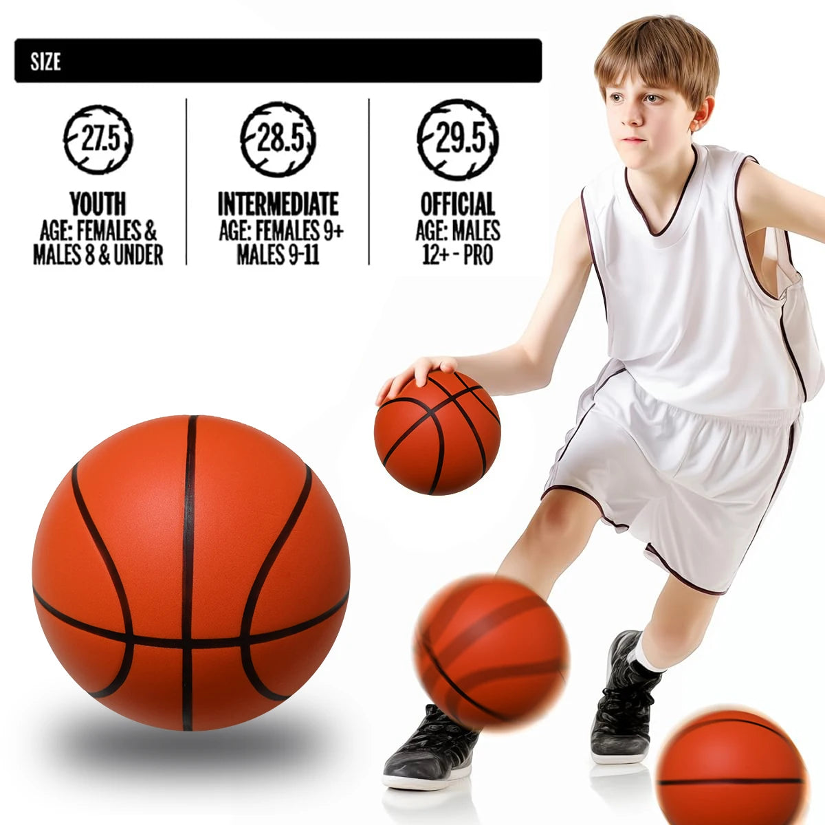 Grooved Silent Basketball Size 7# 6# 5# Men/Women/Children Indoor Dribble Practice Bounce Quiet Soft Airless Foam Ball No Noises