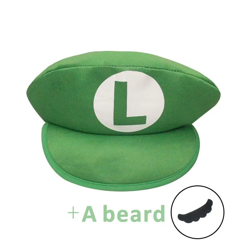 Super Bros Cosplay Hat + Moustache – Mario & Luigi Costume Set