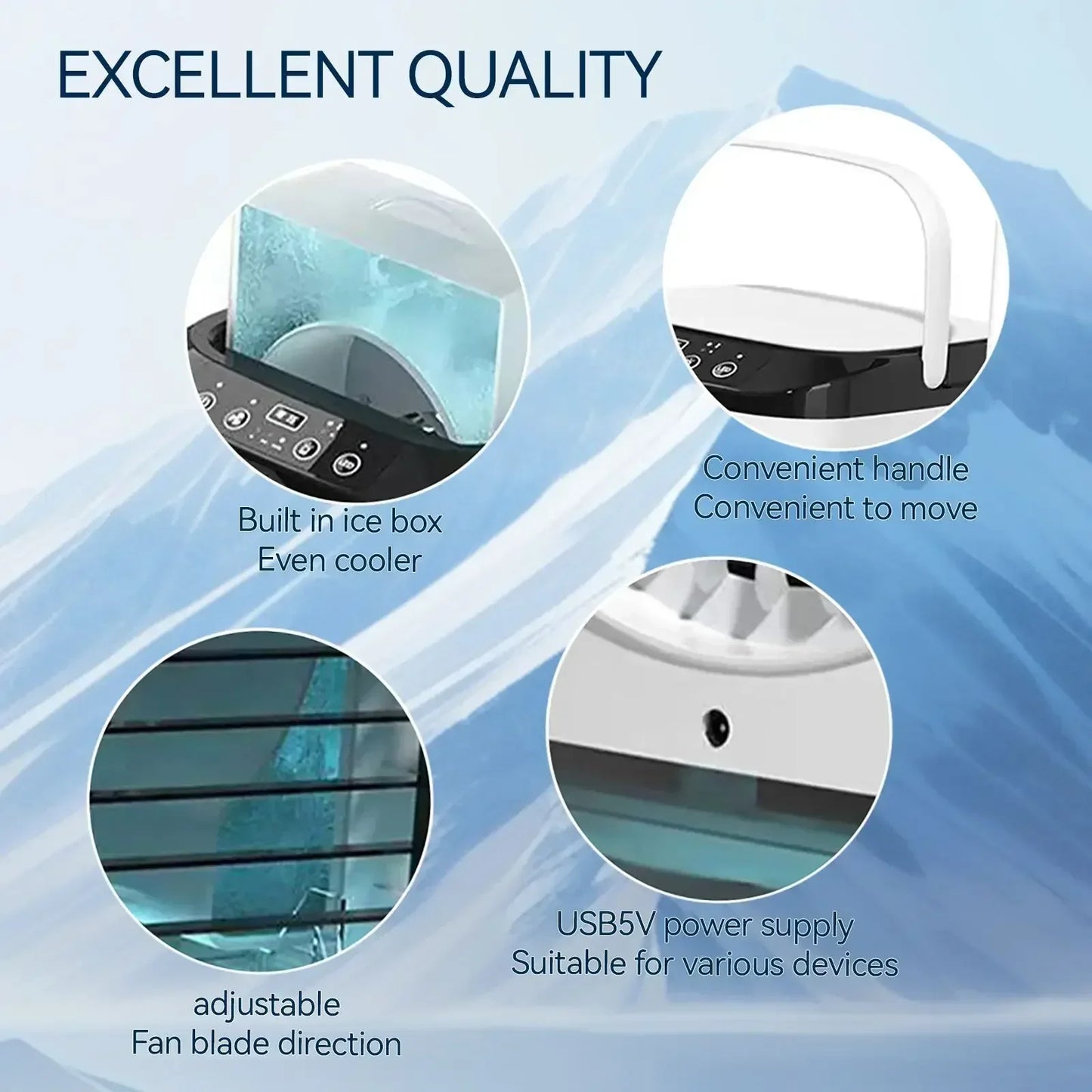 AquaChill™ Mini Air Cooler – 900ml with LED Night Light