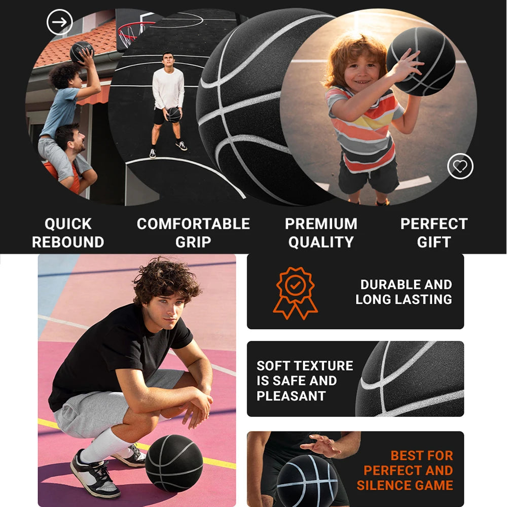 Grooved Silent Basketball Size 7# 6# 5# Men/Women/Children Indoor Dribble Practice Bounce Quiet Soft Airless Foam Ball No Noises