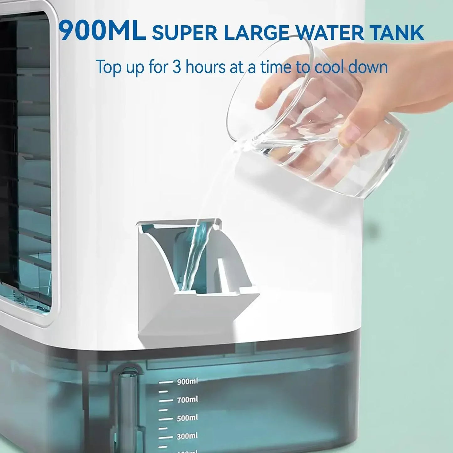 AquaChill™ Mini Air Cooler – 900ml with LED Night Light