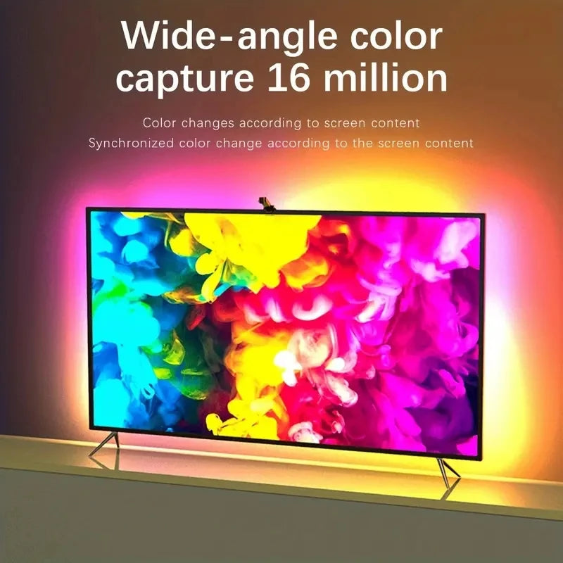 Smart RGBIC LED TV Backlight Strip with Camera – Music Sync & App Control (55–75”)