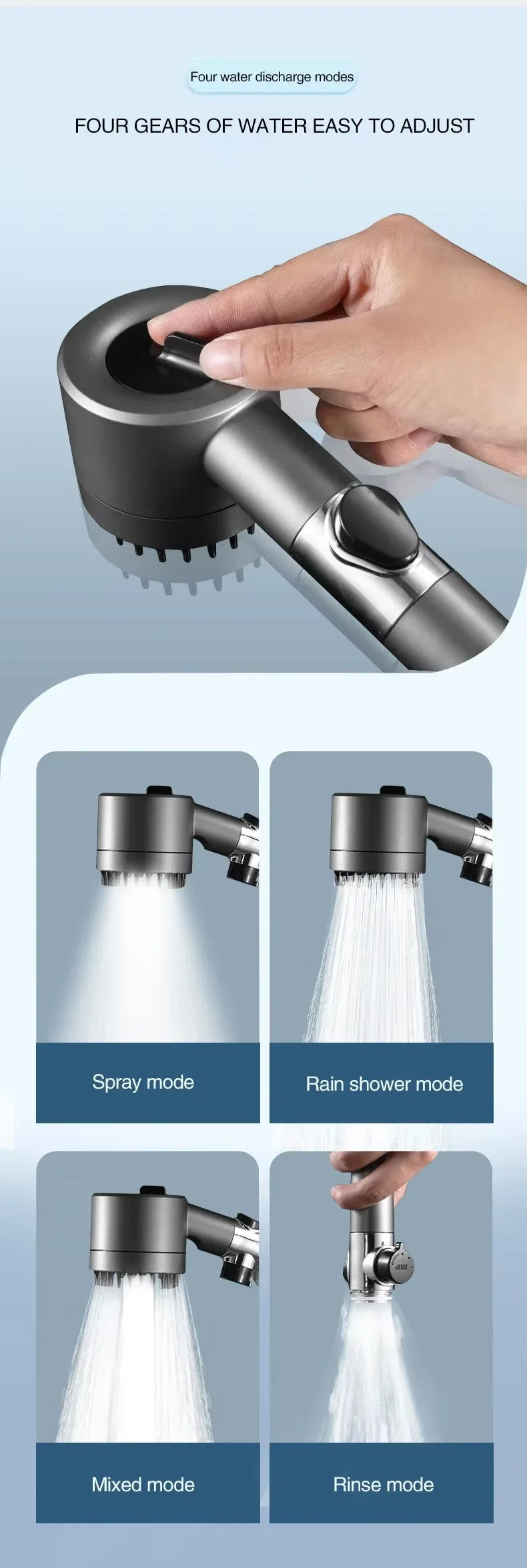 Xiaomi High Pressure Shower Head – 3 Modes with Massage & Water Filter