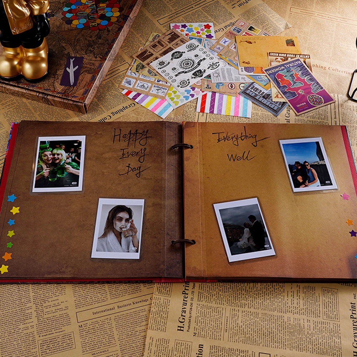 "Our Adventure Book" – Deluxe Handmade Scrapbook (60 Pages, Vintage Kraft Edition)