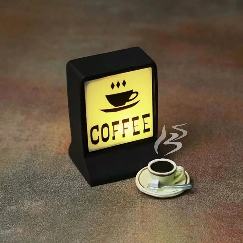 Vintage Coffee Shop Magnetic LED Fridge Sign – Retro Light Box Decor
