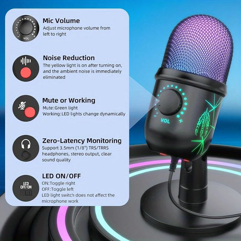 FoxyMic V5 – USB Condenser Microphone for Streaming & Gaming