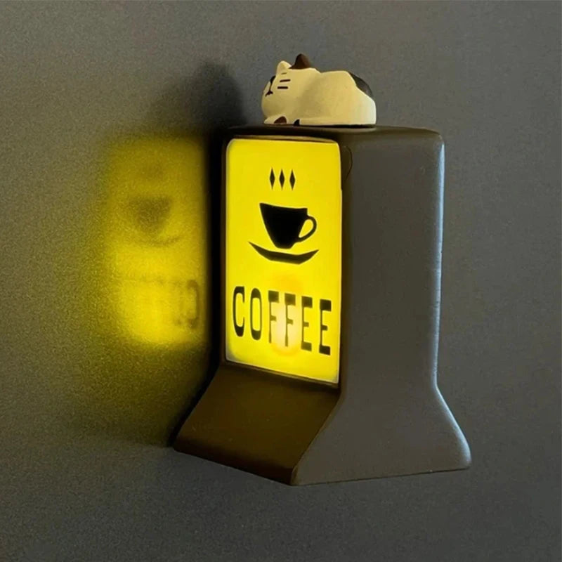 Vintage Coffee Shop Magnetic LED Fridge Sign – Retro Light Box Decor
