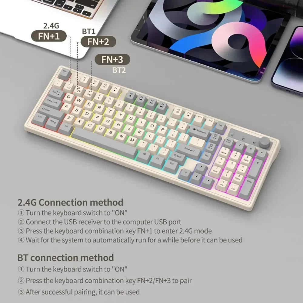 FoxyType RGB Wireless Keyboard – Dual Mode Bluetooth 5.0 + 2.4G