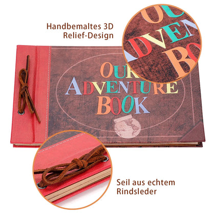 "Our Adventure Book" – Handmade Vintage DIY Scrapbook (40 Pages + Accessories)