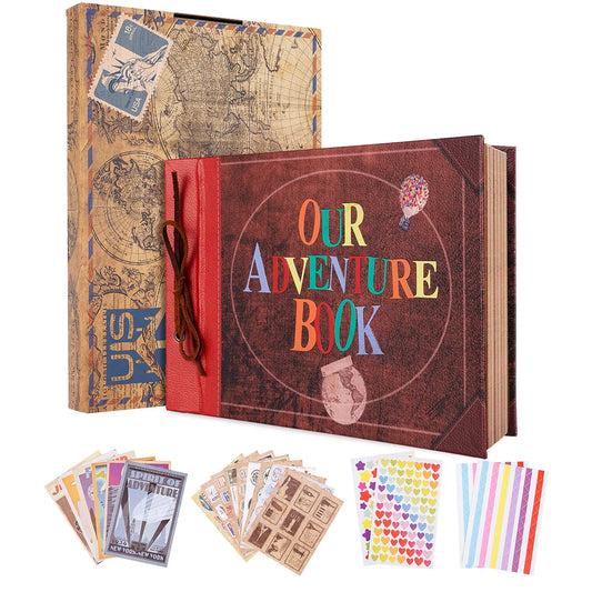 "Our Adventure Book" – Handmade Vintage DIY Scrapbook (40 Pages + Accessories)