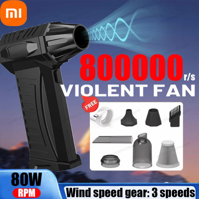 Xiaomi 800000RPM Turbo Blower – Brushless Jet Fan 20000mAh | Pro Dust Cleaner