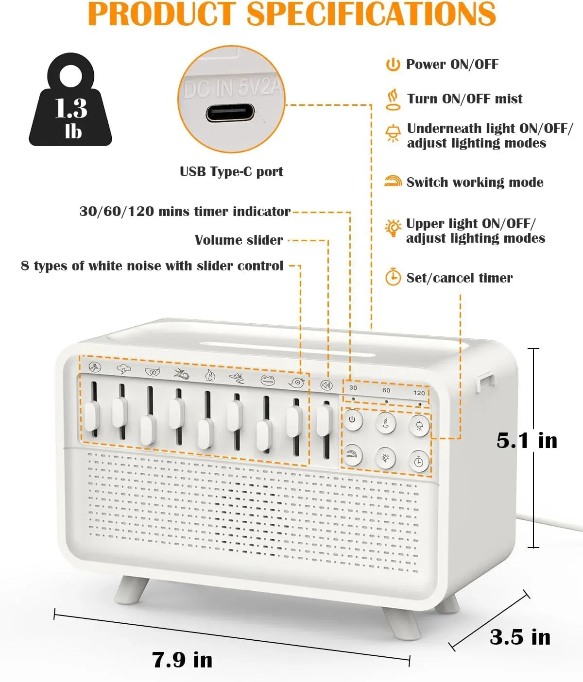 4-in-1 HIFI Bluetooth Speaker – Humidifier, White Noise & Night Light