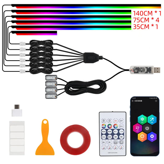 LED Car Ambient Lights – 10 Pieces Set