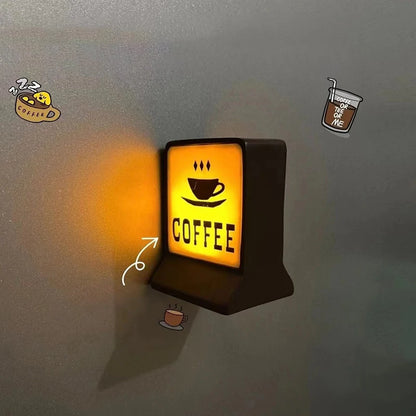 Vintage Coffee Shop Magnetic LED Fridge Sign – Retro Light Box Decor