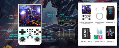R36 MAX Retro Gaming Console – 18,000+ Games, 64GB, 3.5" IPS Screen, 4000mAh Battery